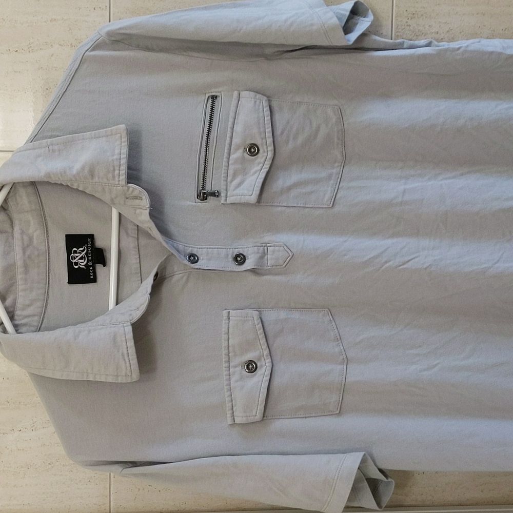 Rock and Republic, Mens XL, light gray polo